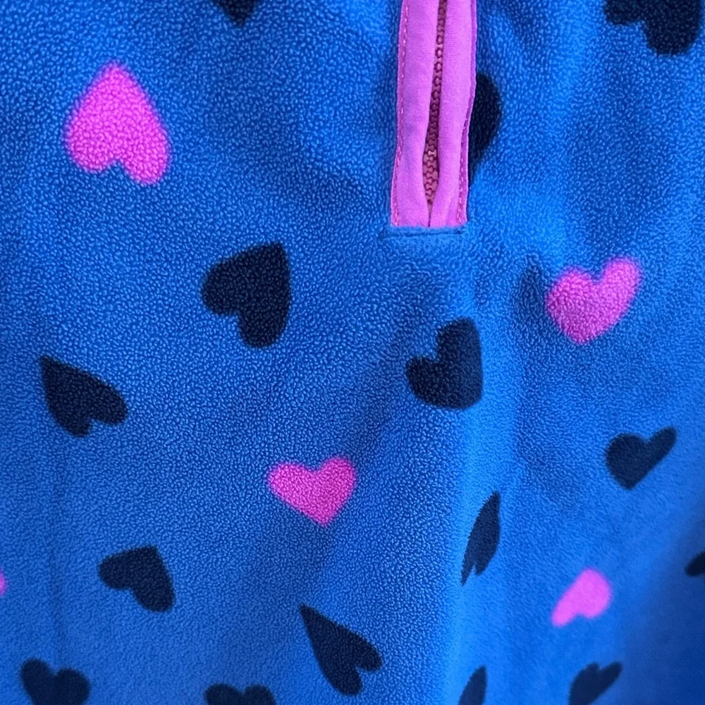 OshKosh B'gosh Girl’s Blue Fleece with Pink and Navy Blue Hearts